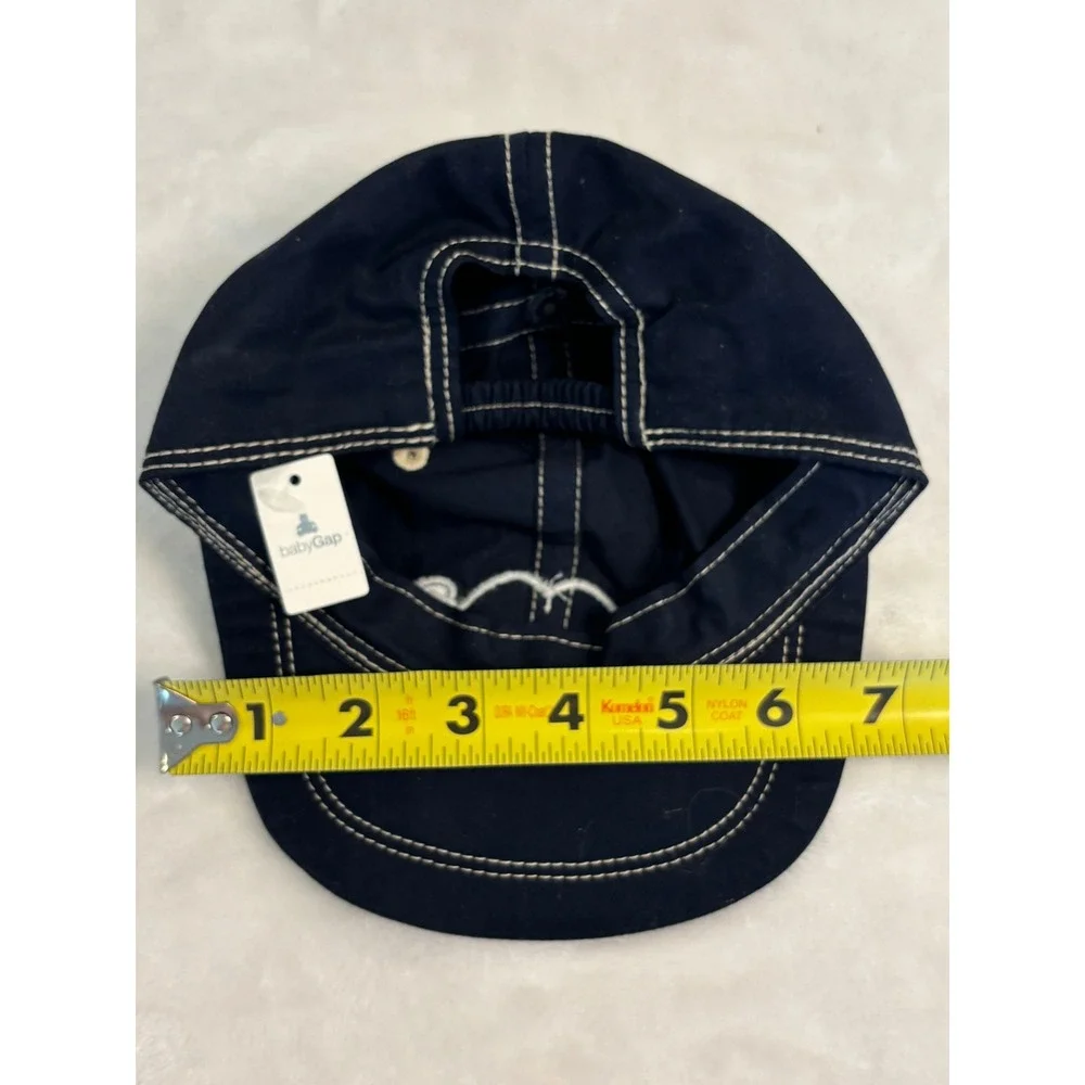 BabyGap Navy Blue Mustache Embroidered Baseball Cap Hat 6-12 Months‎ NWT